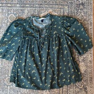 Target Universal Thread Green Floral Blouse